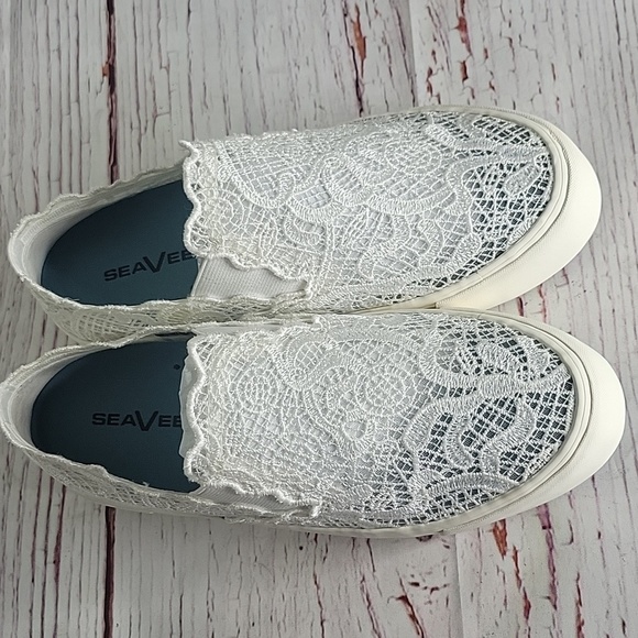 SeaVees White Lace Slip-On Sneakers with Platform Sole NWOT Size 8 - Picture 9 of 9